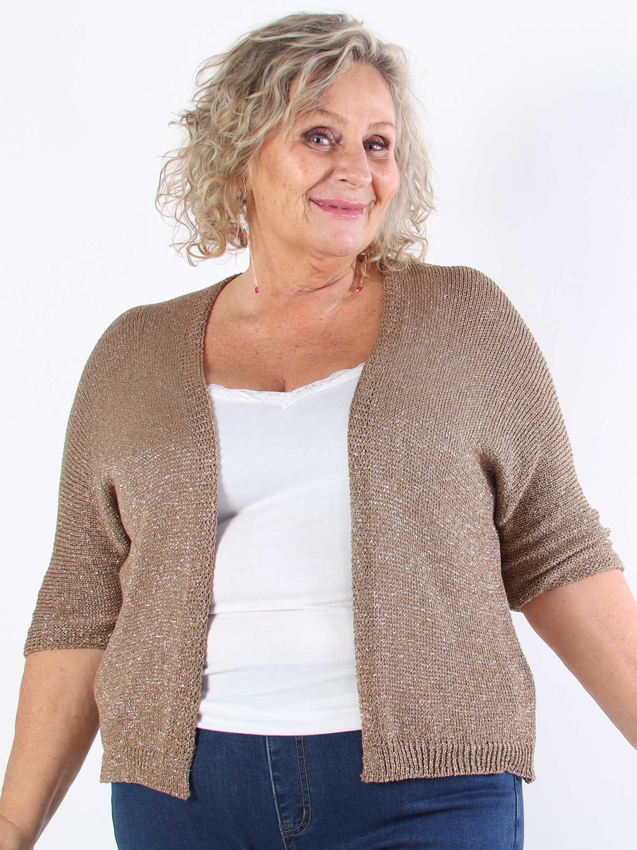 Mariela - Sød plus size cardigan i viskose med glimmertråde